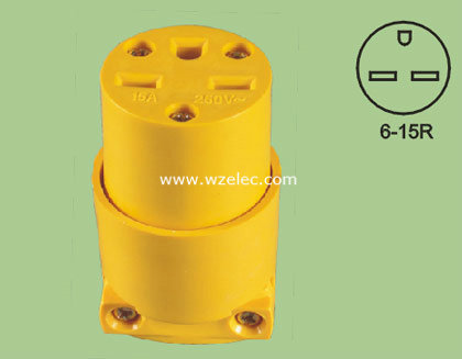 V59 南美美式15A/125V插座黄色3极插头铜件导电温州厂家出口危地马拉